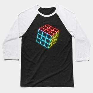 Neon Cube - Rubik's Cube Inspired Design for people who know How to Solve a Rubik's Cube Baseball T-Shirt